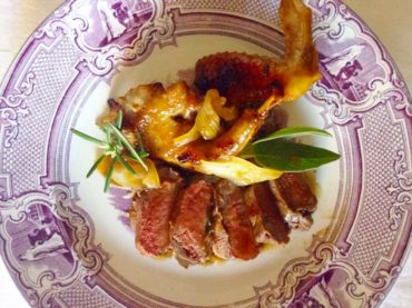 Rabbit with Asparagus Flavored with Laurel